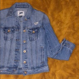 Old Navy Distressed Light Jean Jacket SZ XS